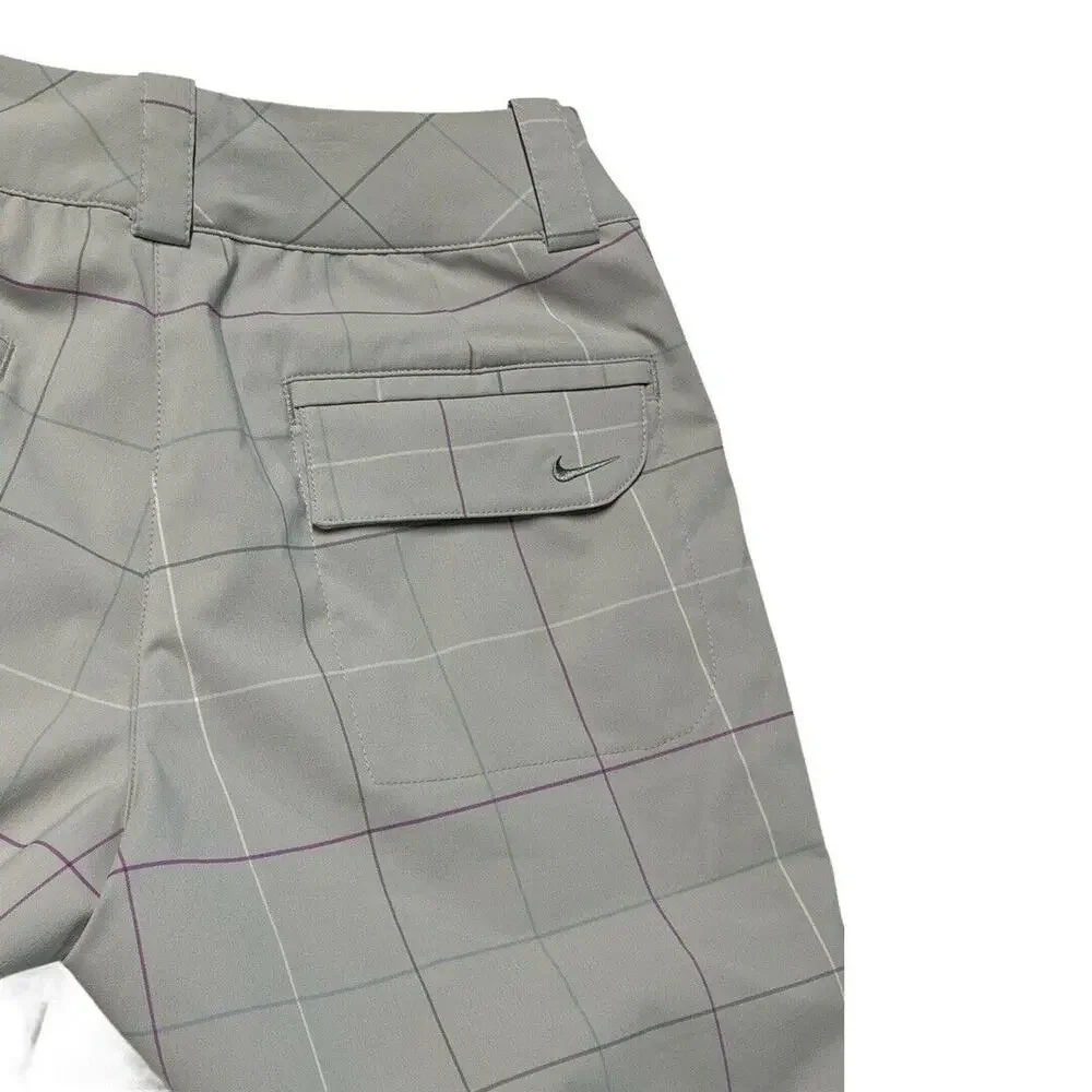 Nike Women Golf Dri-Fit under knee Pants Sz 4 Gray Plaid flat front